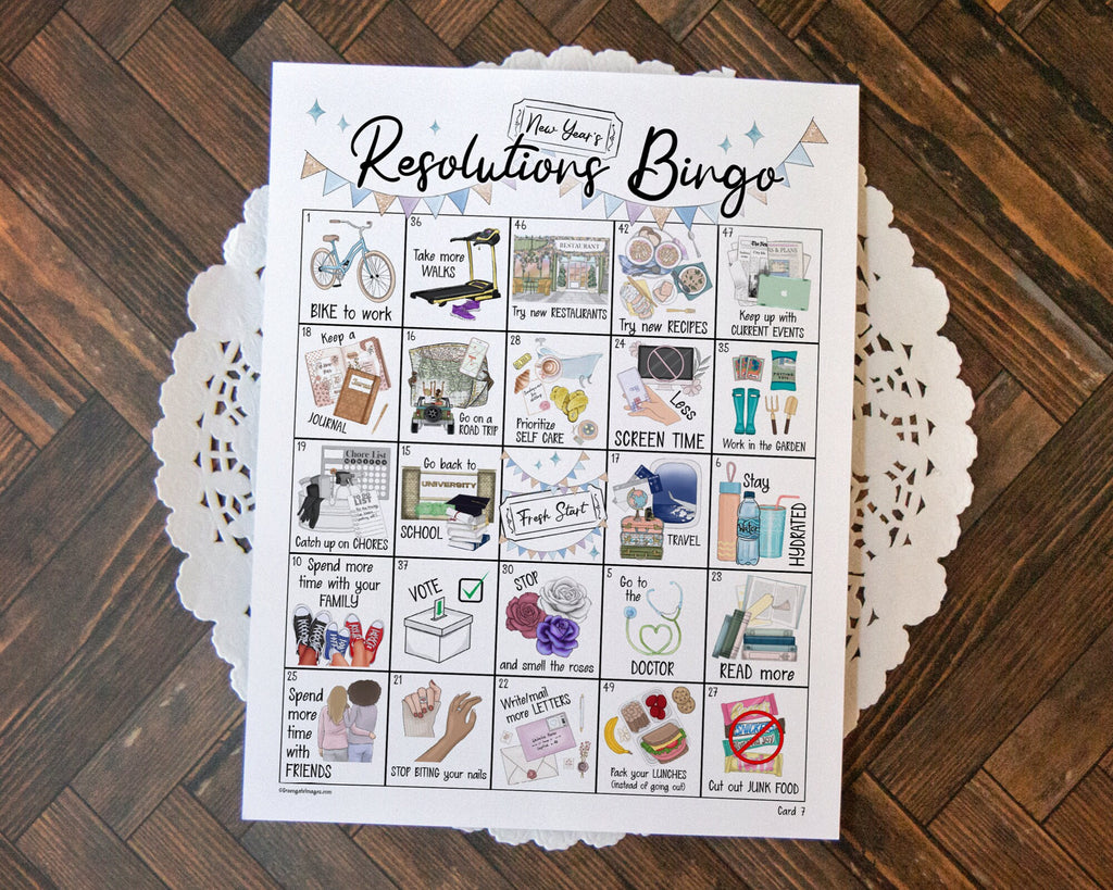 new year's resolutions bingo – greengate images