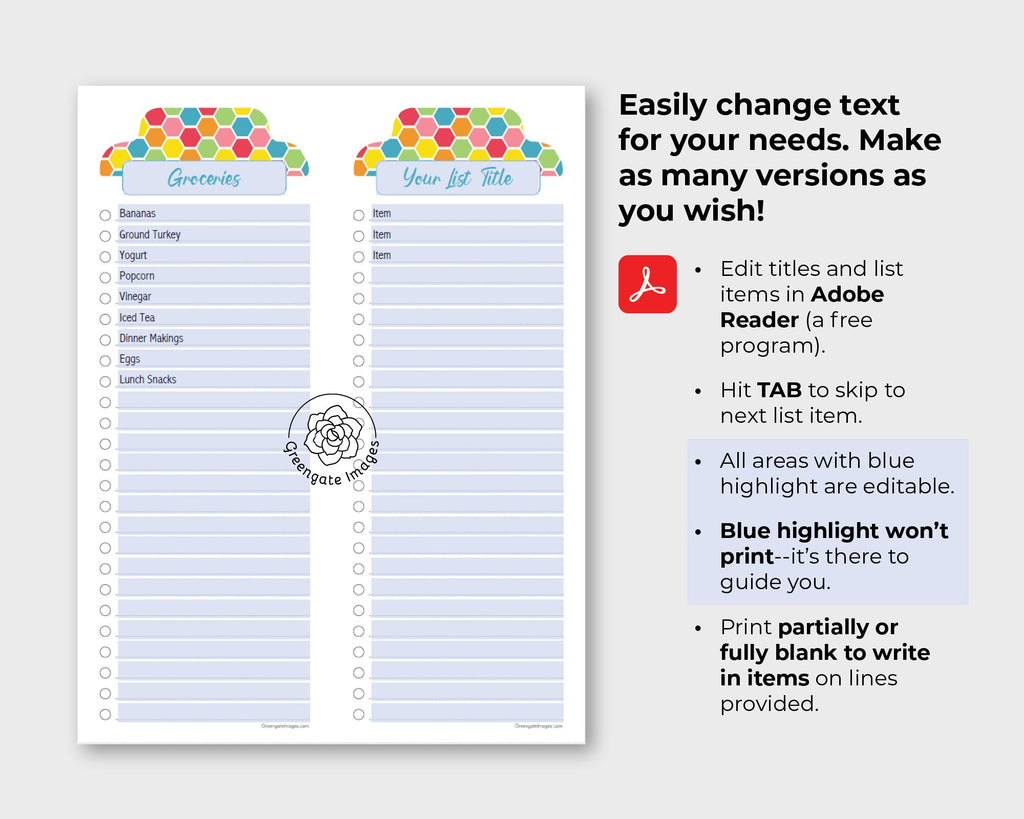 Printable List Paper Rainbow Patterns Greengate Images