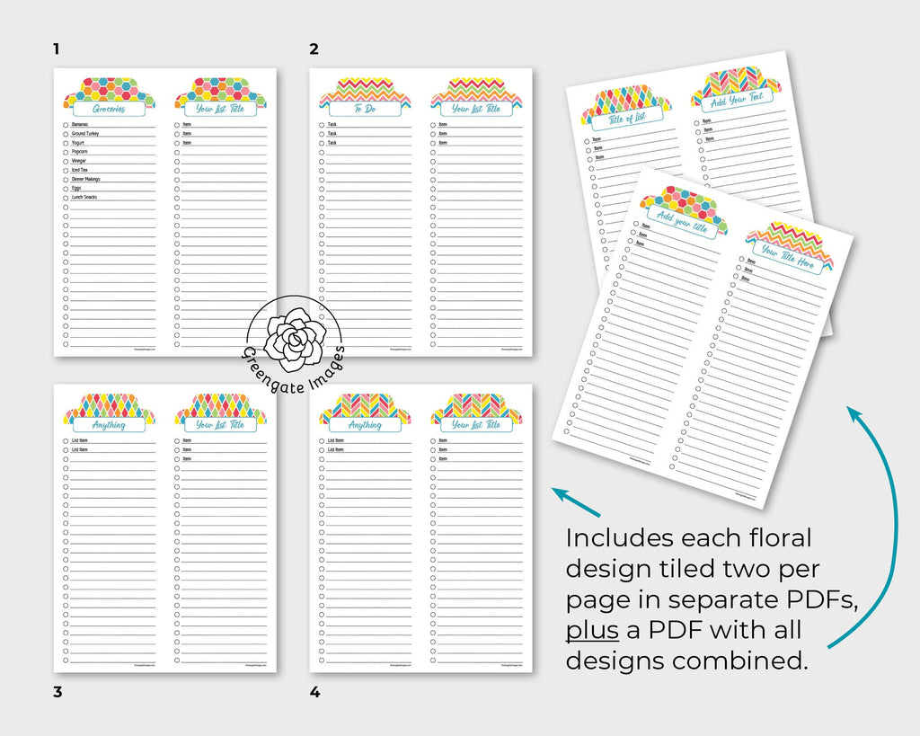 Colorful Lists Template.pdf Printable List Paper - Rainbow Patterns – Greengate Images