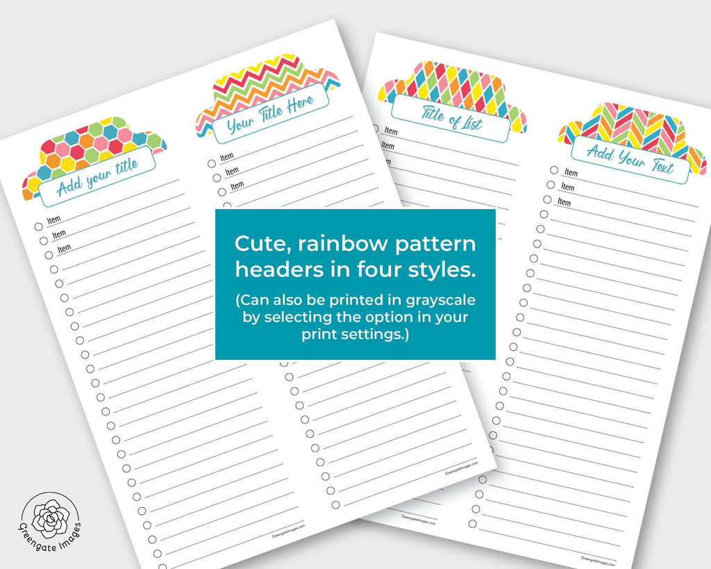Printable List Paper Rainbow Patterns Greengate Images