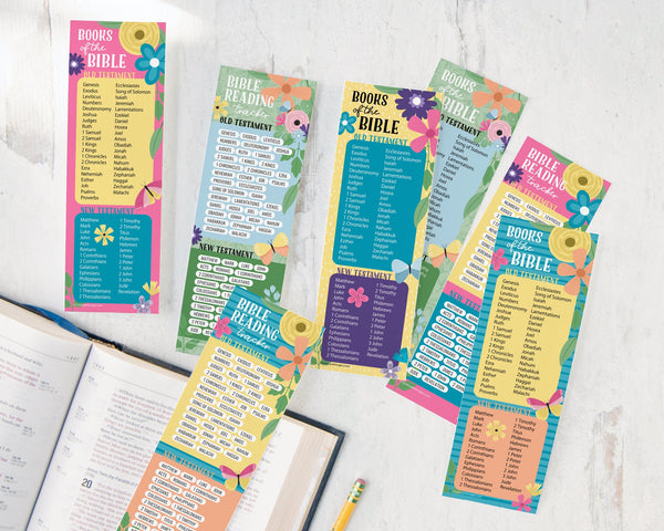 Bible Reference Bookmarks - PRINTABLE instant download PDF. Books of the Bible in ordered list, with fill-in bubbles to mark progress.
