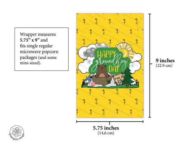 Groundhog Day Popcorn Wrapper - PRINTABLE microwave popcorn wrapper that's ready to download. Movie-watching party favor or invitation.