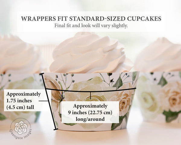 Cupcake Wrapper - Ivory and Peach Roses