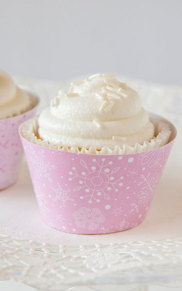 Pink Snowflake Cupcake Wrappers
