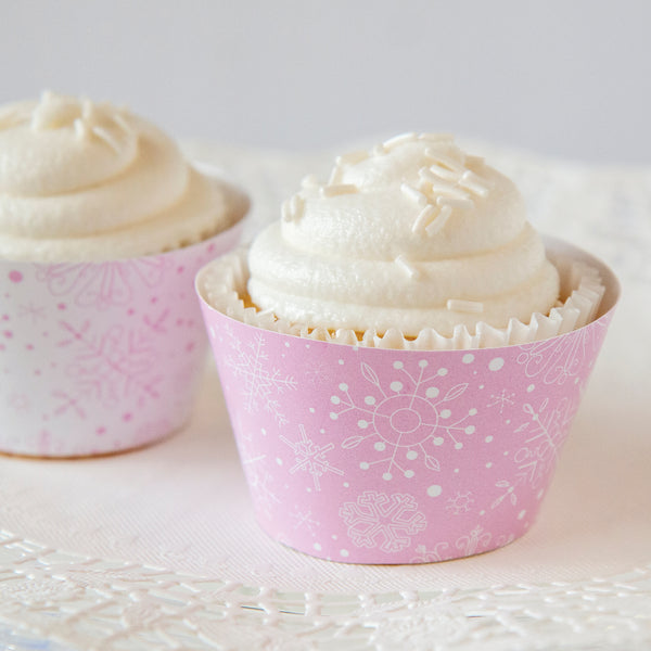 Pink Snowflake Cupcake Wrappers