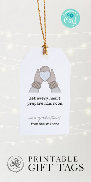 Christmas Hymn Gift Tag - Let Every Heart Prepare Him Room