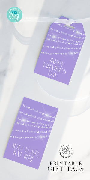 Lavender Hearts Valentine's Day Gift Tags