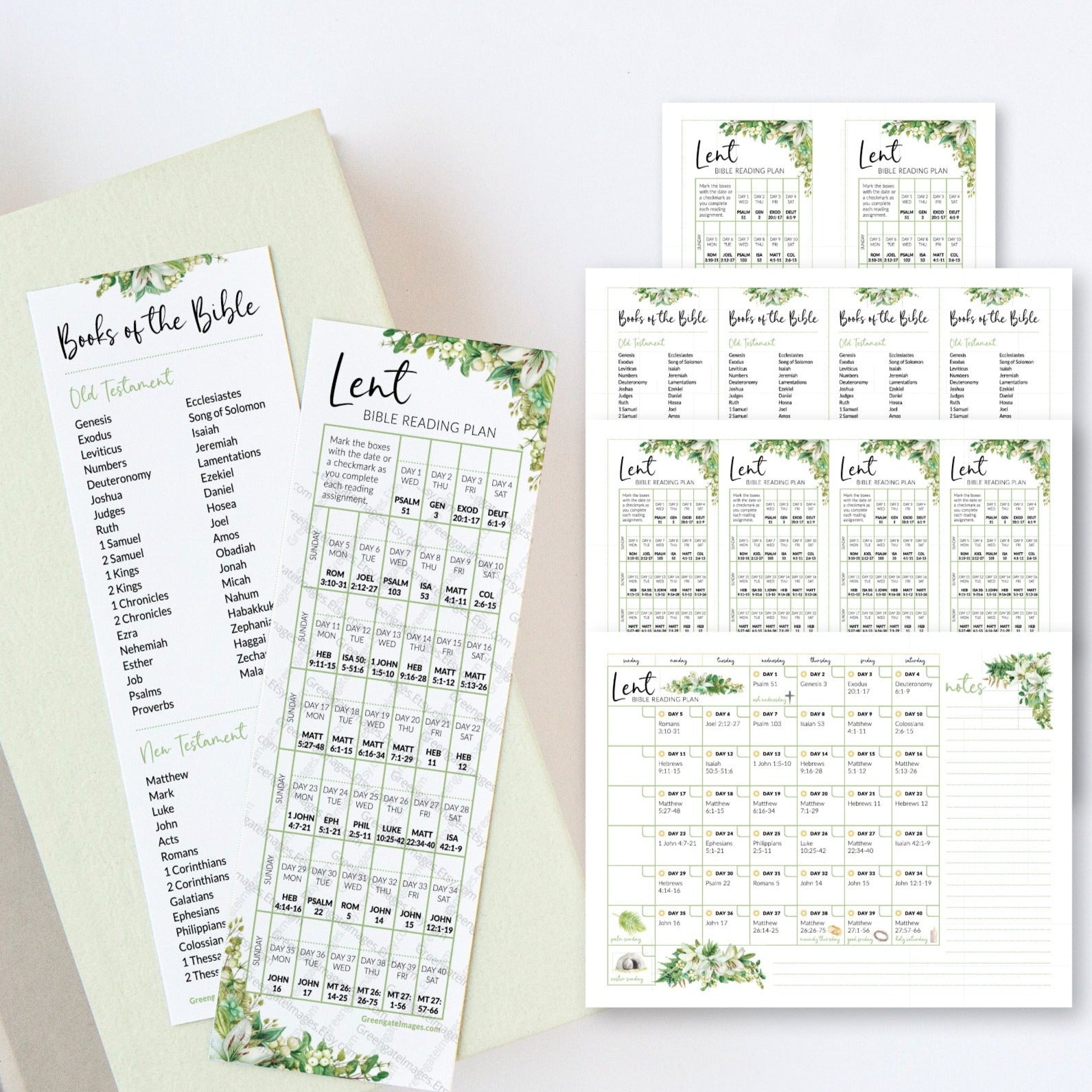 40-Day Lent Bible Reading Plan - Easter Lily Design