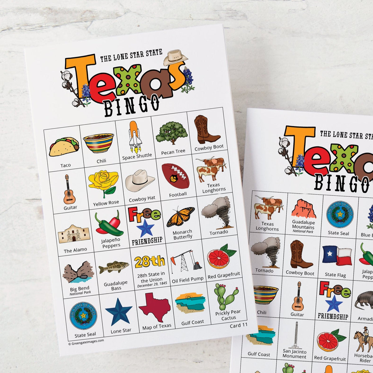 Texas Bingo Cards – Greengate Images
