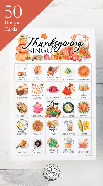 Thanksgiving Bingo - Watercolor