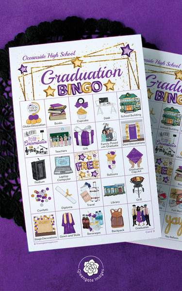 Graduation Bingo - Purple and Gold