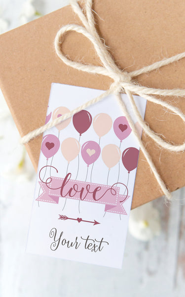 Love Valentine Gift Tags - Pink, mauve, ivory balloons