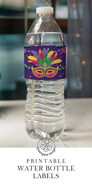 Mardi Gras Water Bottle Label