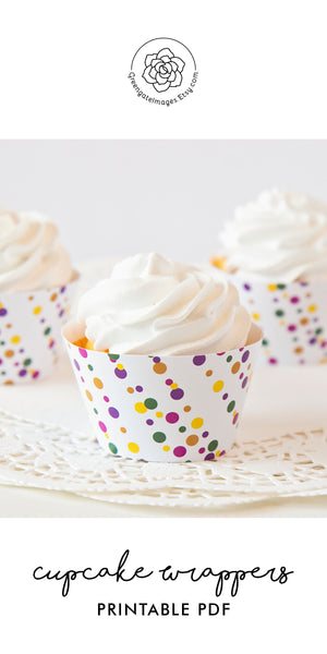 Mardi Gras Cupcake Wrappers - Abstract Beads