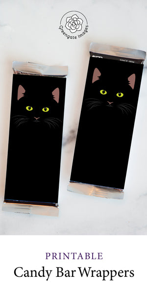 Minimalist Black Cat Candy Bar Wrappers