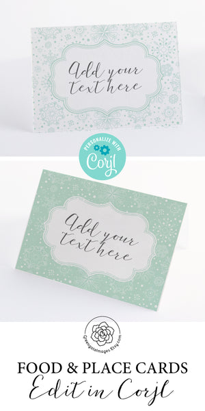Snowflake Place Cards Duo - Mint