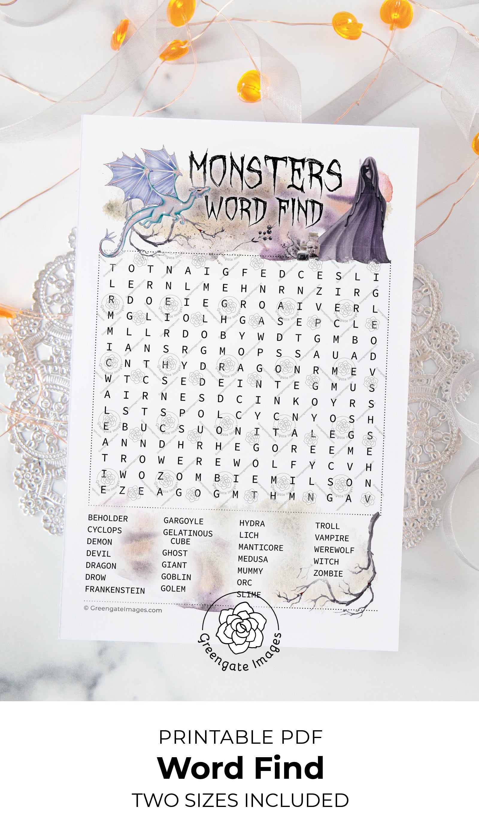 monsters word search Monsters Word Find – Greengate Images