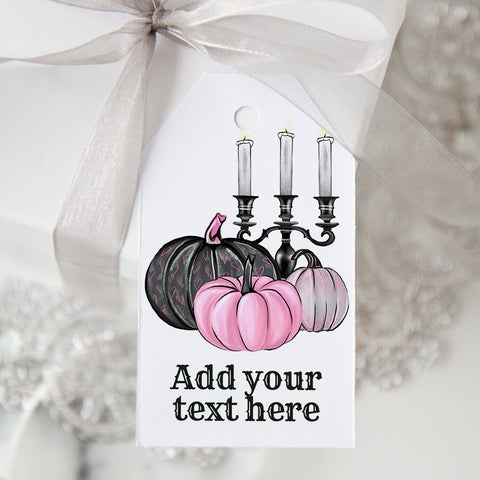 Pink/Black Pumpkin Halloween Gift Tag