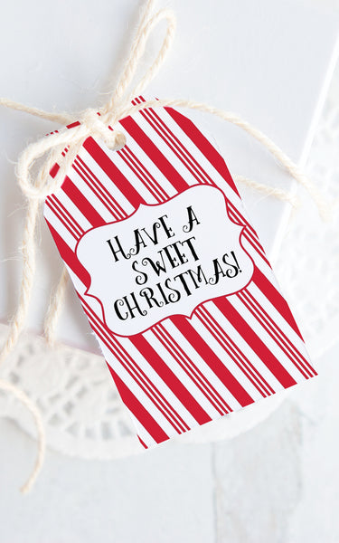Candy Cane Striped Gift Tags - Red