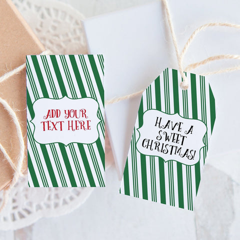 Green Candy Cane Gift Tags