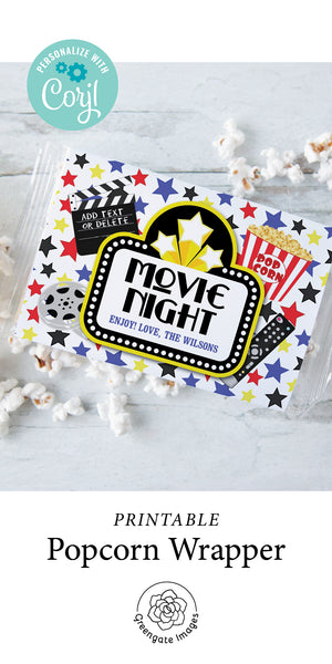 Popcorn Wrapper - Movie Night Stars