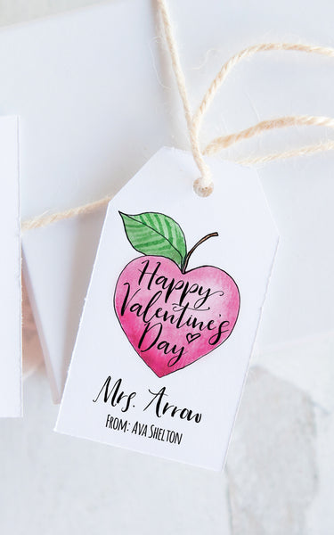 Teacher Valentine's Gift Tags - Heart-Shaped Apple