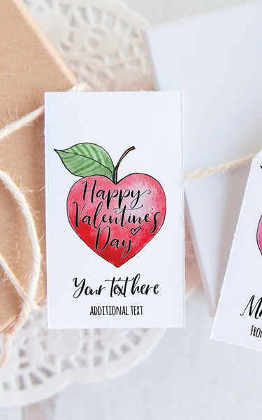 Teacher Valentine's Gift Tags - Heart-Shaped Apple