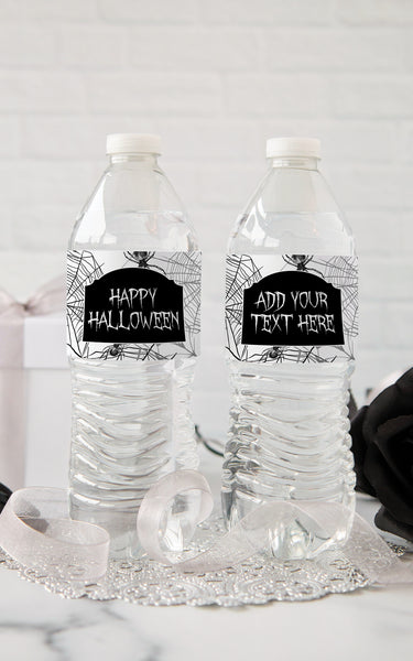 Spider Web Halloween Water Bottle Label