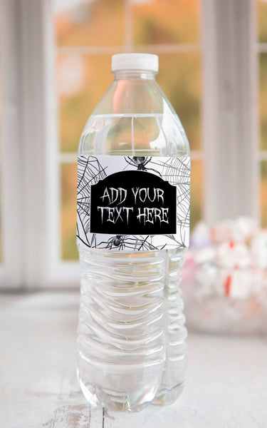 Spider Web Halloween Water Bottle Label