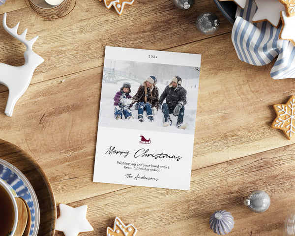 Minimalist Christmas Photo Card - Add Your Own Logo