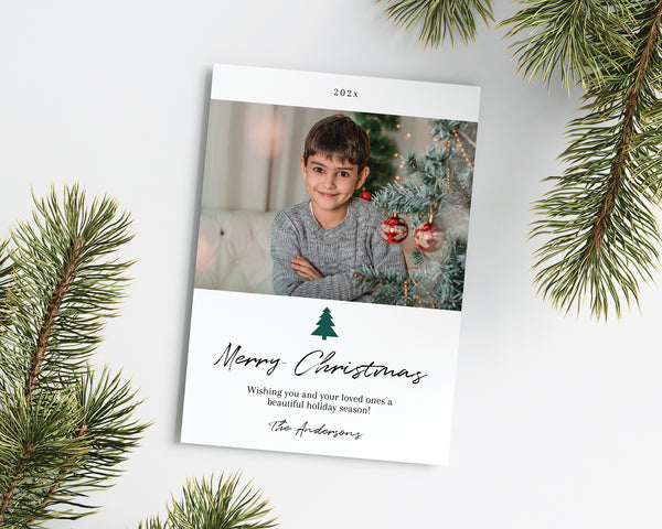 Minimalist Christmas Photo Card - Add Your Own Logo