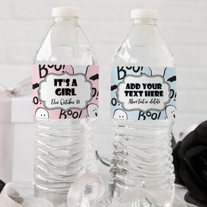 Pink and Blue Ghosts Halloween Water Bottle Label Duo