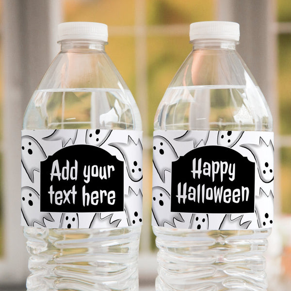 Ghost Halloween Water Bottle Label