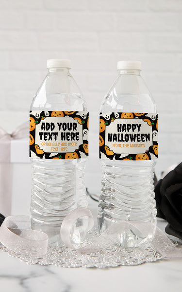 Ghosts and Jack-o-Lanterns Halloween Water Bottle Label
