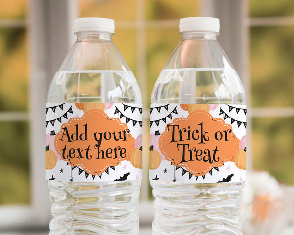 Peach Pumpkins Halloween Water Bottle Label - Greengate Images