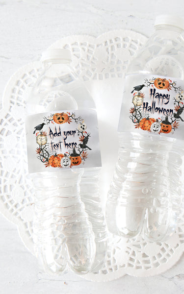 Crow and Jack-o-Lantern Water Bottle Labels