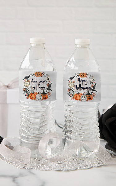 Crow and Jack-o-Lantern Water Bottle Labels