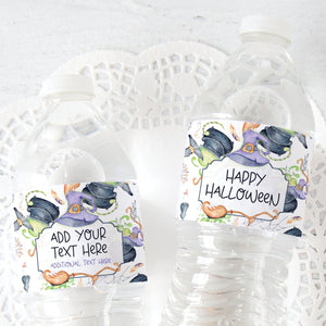 Witchy Halloween Water Bottle Label