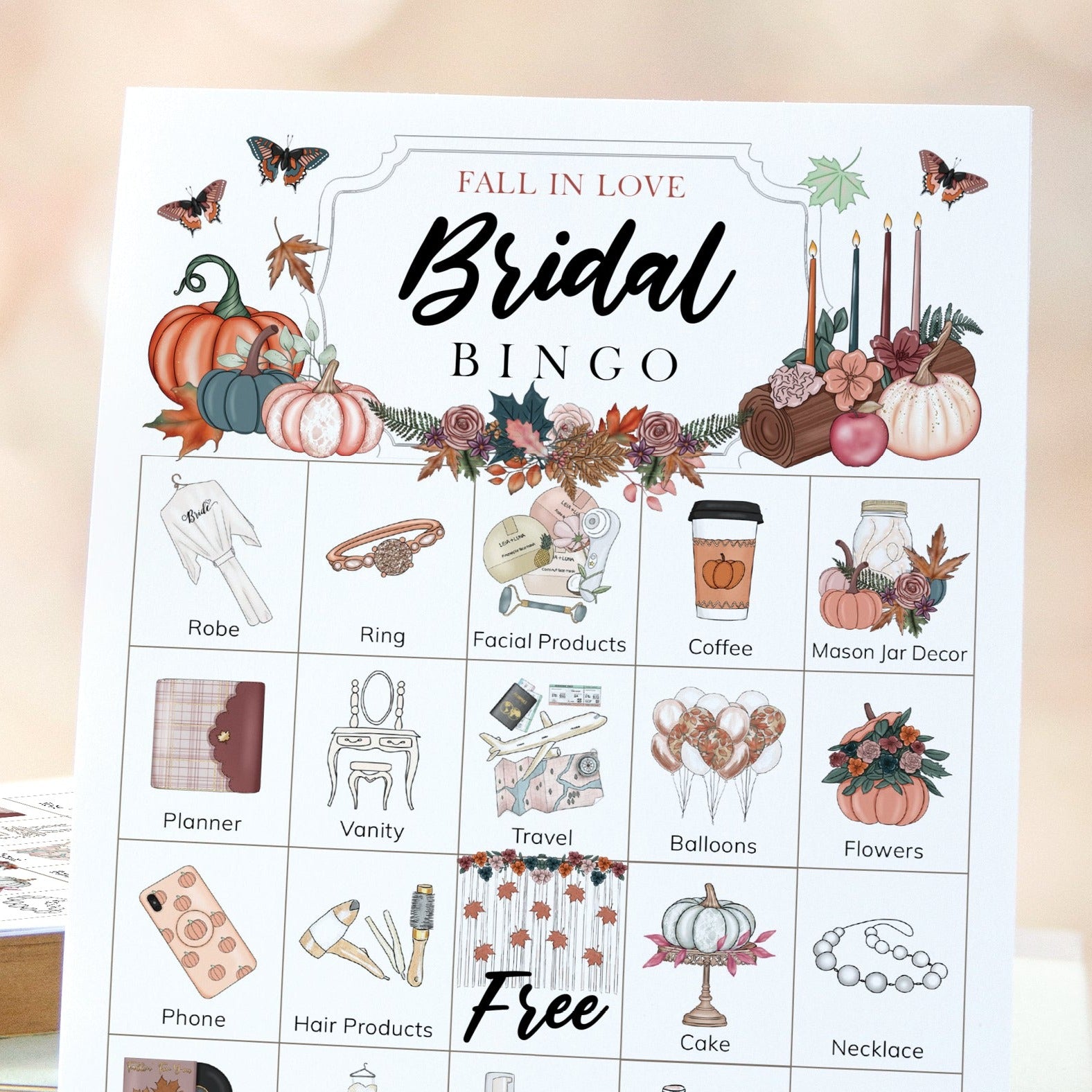 Fall / Autumn Bridal Bingo Cards
