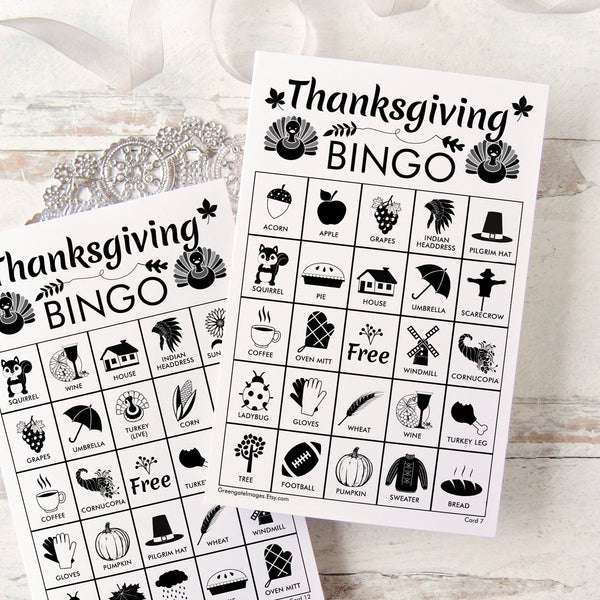 Thanksgiving Bingo - Black and White
