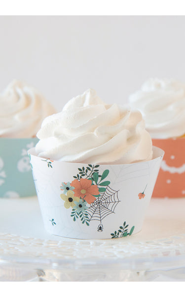 Pastel Floral Halloween Cupcake Wrappers - Greengate Images