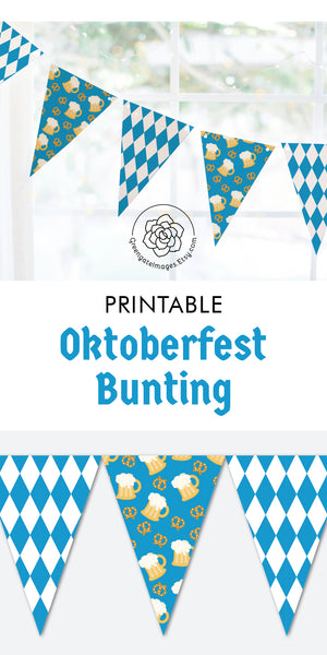 Oktoberfest Bunting - Bavarian Flag and Beer/Pretzels
