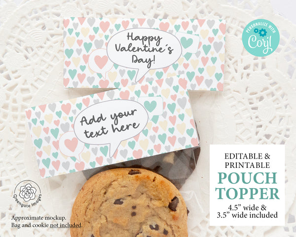Cookie Pouch Topper - Pastel Hearts