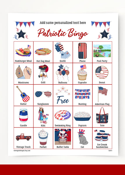 Patriotic Bingo - Personalize the Header