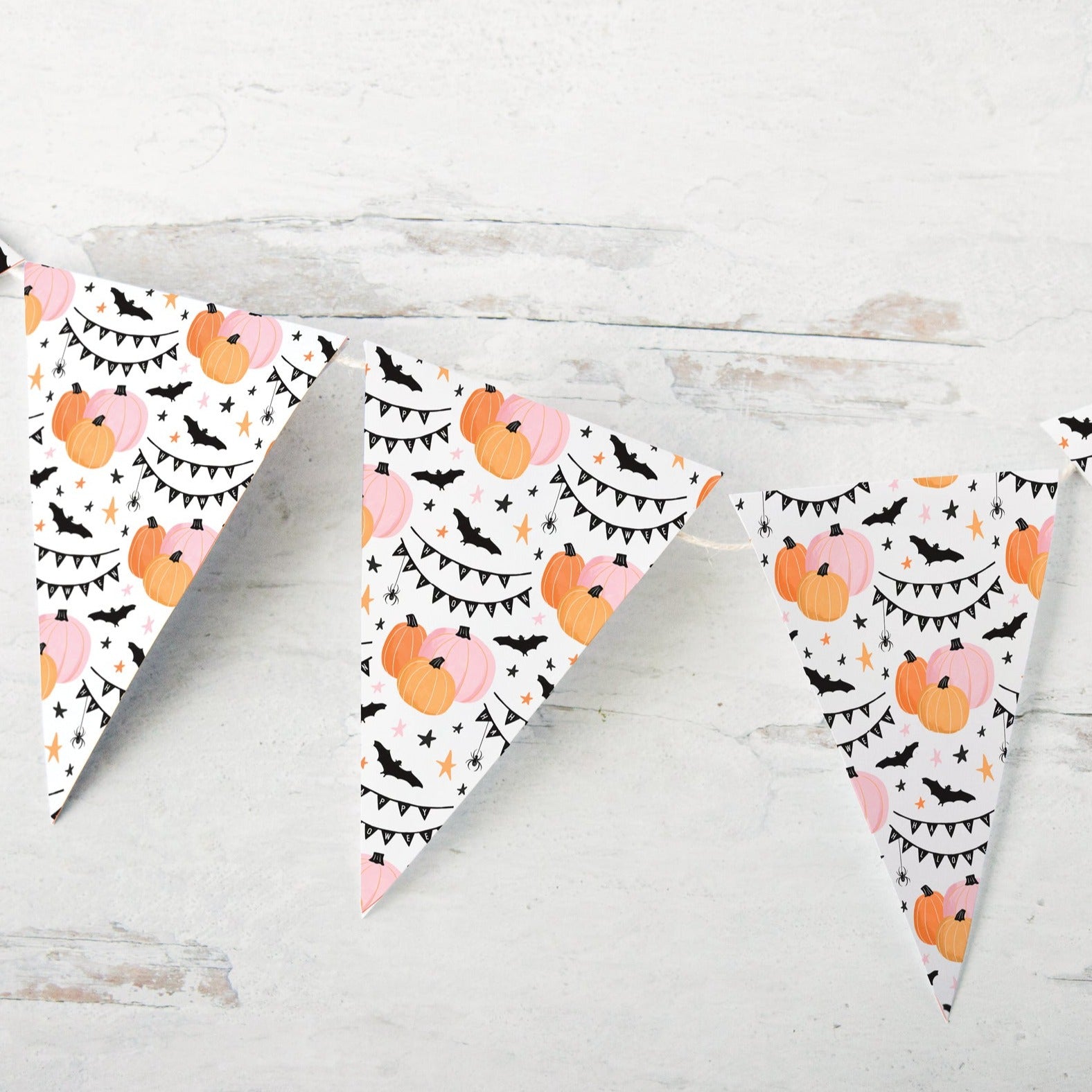 Peach and Pink Halloween Pumpkin Bunting - Greengate Images