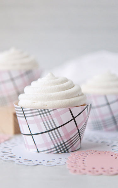 Pink/Black/Gray Plaid Cupcake Wrappers