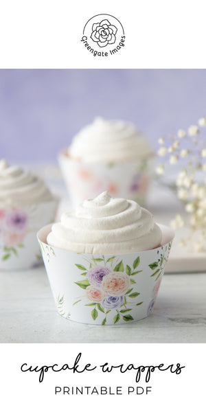 Peach/Lavender Roses Cupcake Wrappers