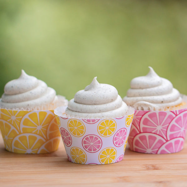 Pink Lemon Cupcake Wrapper Trio