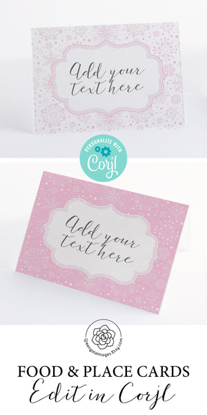 Snowflake Place Cards Duo - Pink