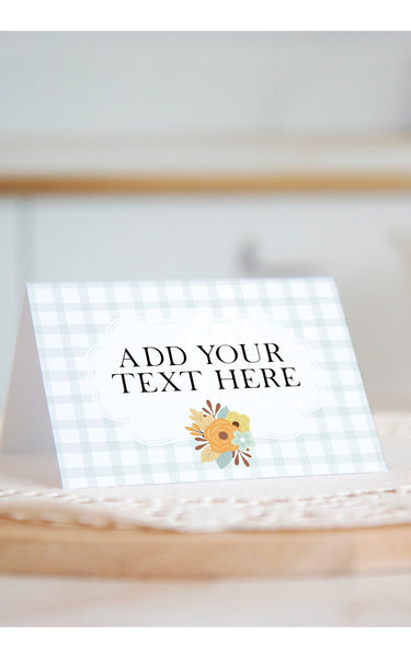 Fall Floral and Plaid Place Card